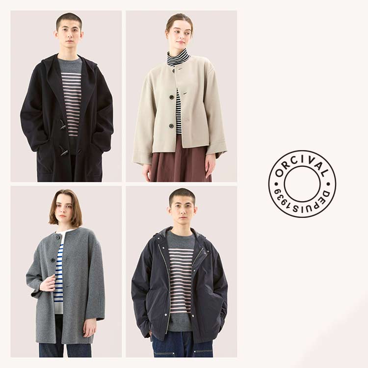 【新品】ORCIVAL✖️BEAMS 別注　ミドルコート　M フード　丸襟 ORCIVAL | キルティング ロングコート WOMEN（ノーカラーコート