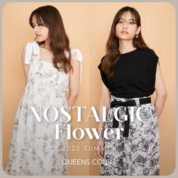 QUEENSE COURTお花柄ワンピース クイーンズコート QUEENS COURT 花柄パイピングワンピース