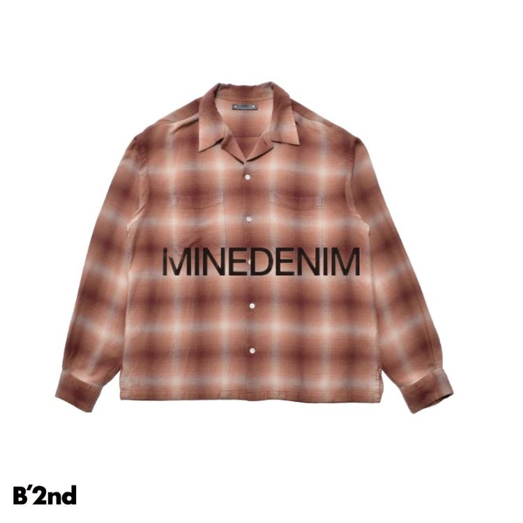 B'2nd�i�r�[�Z�J���h�j�̃V���b�v�j���[�X�u�c��͂��I�yMINEDEN�zIMR.Flannel Ombre Open Collar SH�v
