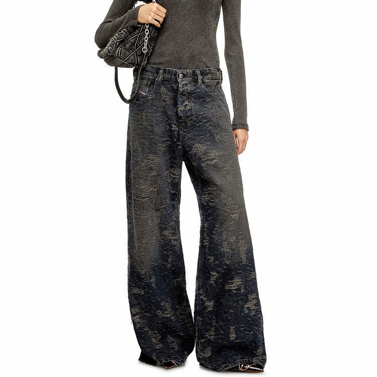 レディース デニム カーゴパンツ ルーズフィット（デニムパンツ