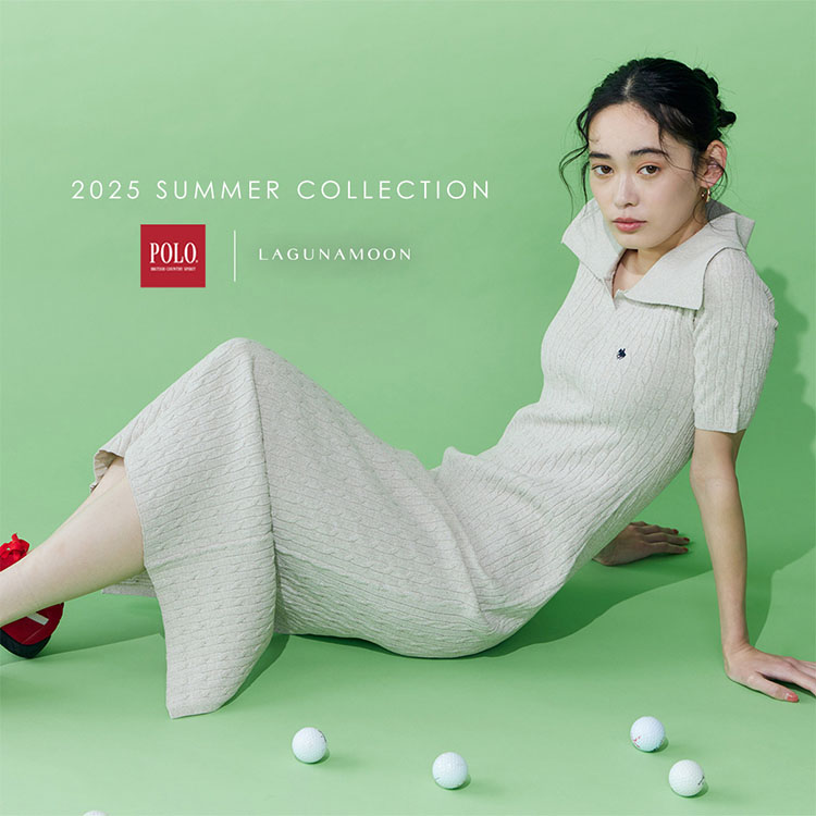 POLO BCSコラボ】カラーネックメランジケーブルニットワンピース