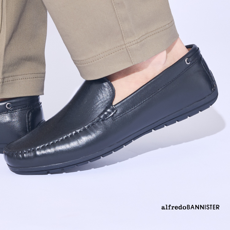 美品 アルフレッドバニスター スタンダードドライビングシューズ レザー ブラック SHOO IN SHOE】スタンダード ドライビングシューズ 一部店舗