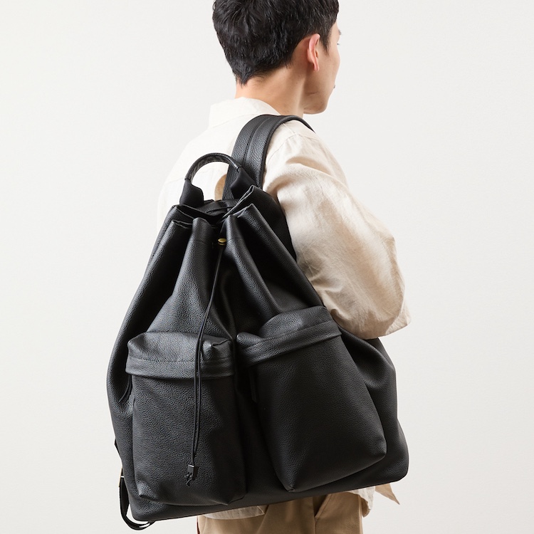 SLOW スロウ / shrink-draw string day pack- シュリンクレザー