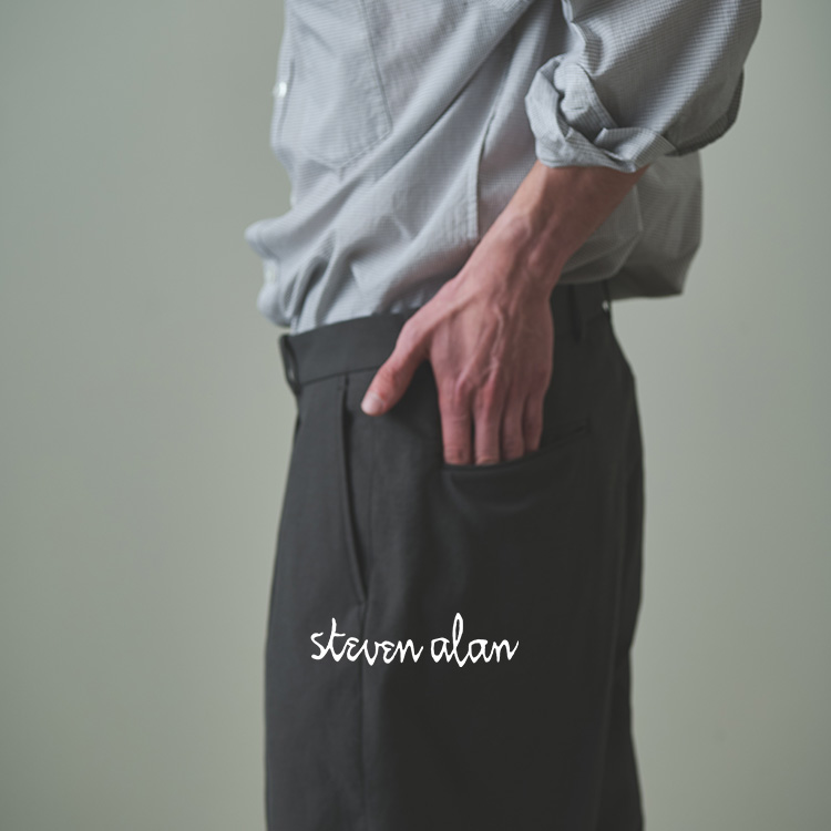 Steven Alan＞ ウール オックスフォード イン ツープリーツ