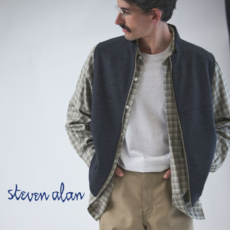 Steven Alan＞ ネル オンブレー チェック レギュラーカラー