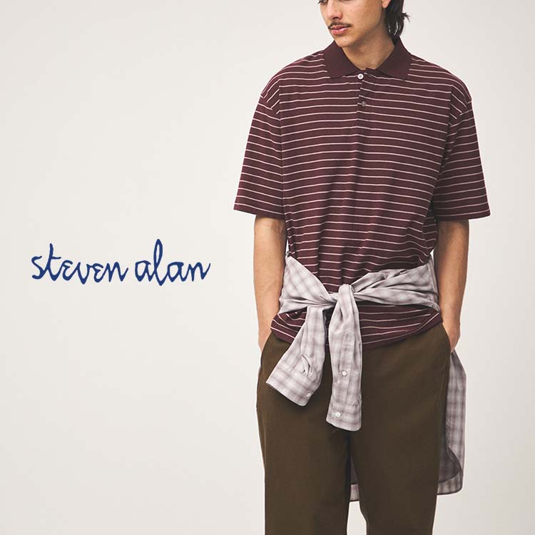 Steven Alan＞ コットン/シルク オンブレーチェック オープンカラー