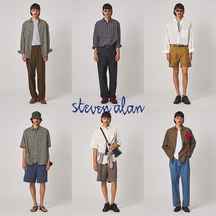 Steven Alan＞ プリント レギュラーカラー ショートスリーブ シャツ