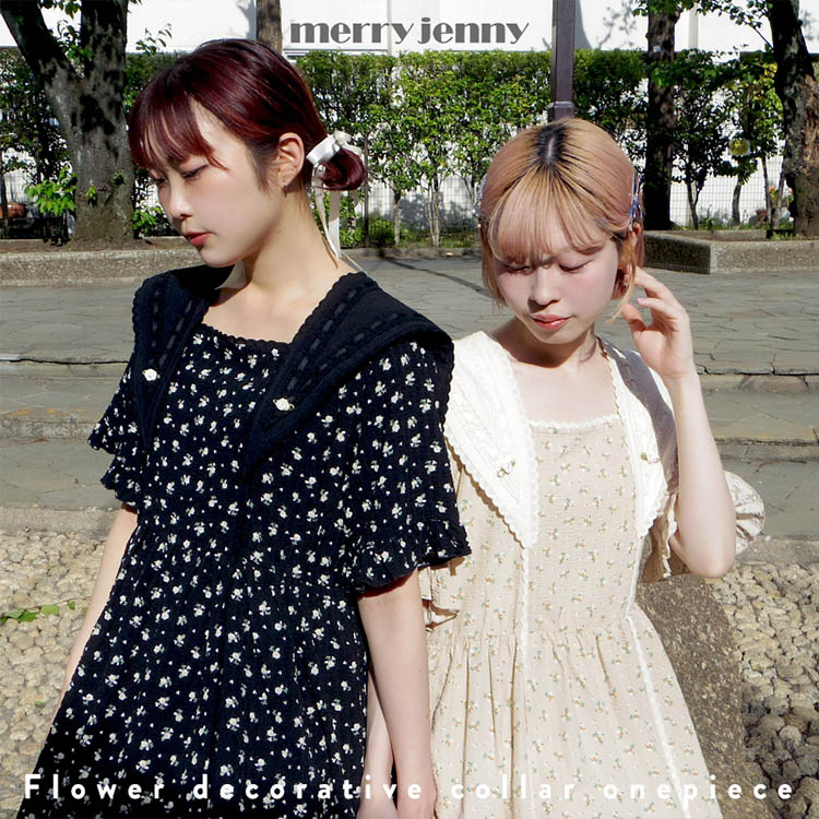 flowerデコラティブカラーワンピース（ワンピース）｜merry jenny