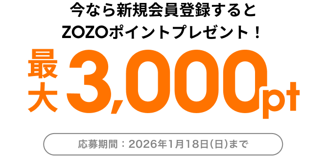 新規会員登録すると最大3,000ptプレゼント