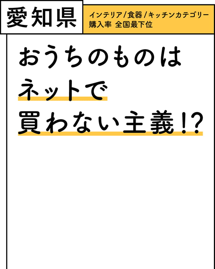 愛知県 インテリア/食器/キッチンカテゴリー購入率 全国最下位 おうちのものはネットで買わない主義！？
