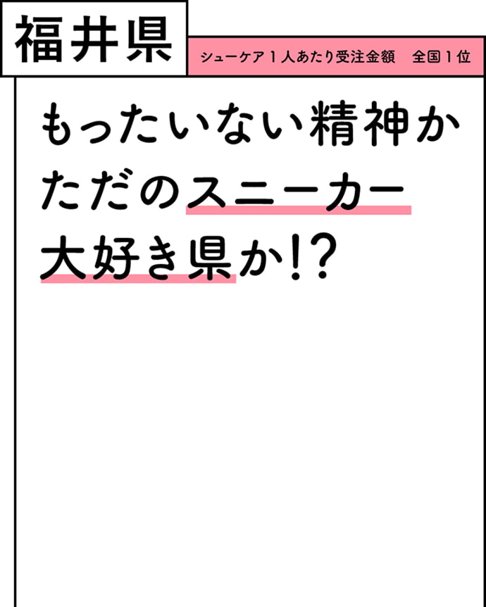 福井県 シューケア 1人あたり受注金額 全国1位 もったいない精神かただのスニーカー大好き県か！？