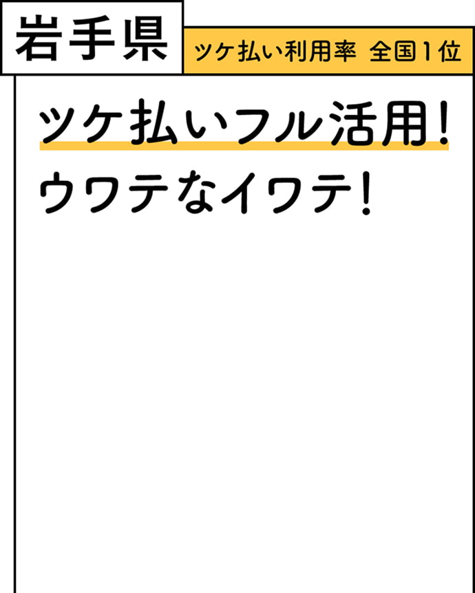 岩手県 ツケ払い利用率 全国1位 ツケ払いフル活用ウワテなイワテ！