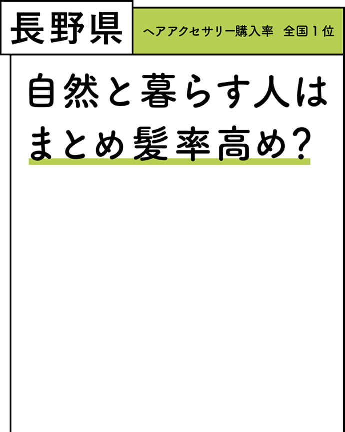 長野県 ヘアアクセサリー購入率 全国1位 自然と暮らす人はまとめ髪率高め？