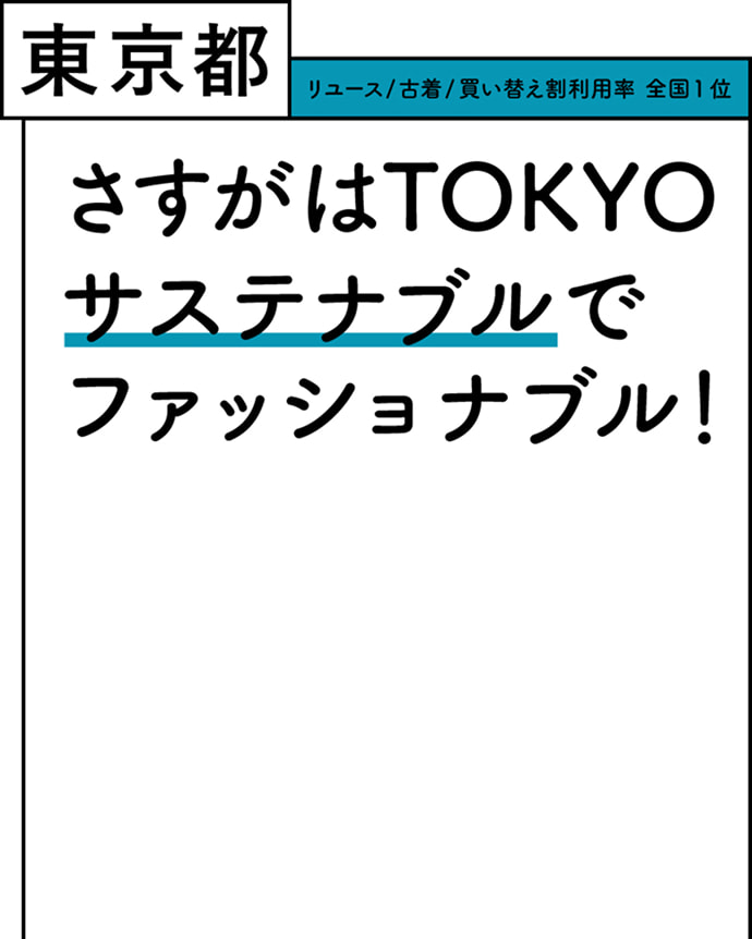 東京都 リユース/古着/買い替え割利用率 全国1位 さすがはTOKYOサステナブルでファッショナブル！